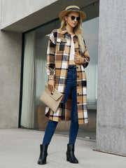 Women's Leopard Plaid Print Plush Stitching Contrast Color Warm Long Sleeve Jacket - 808Lush