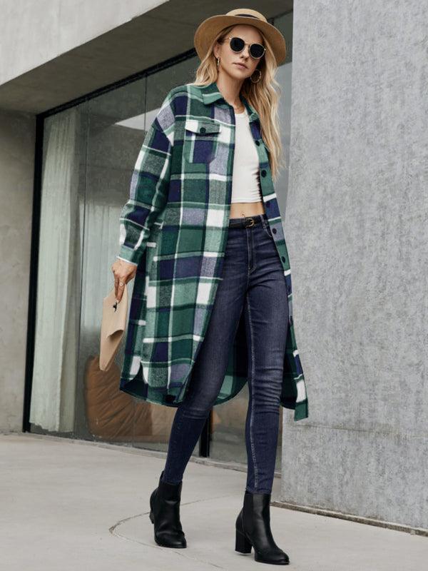 Women's Leopard Plaid Print Plush Stitching Contrast Color Warm Long Sleeve Jacket - 808Lush