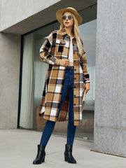 Women's Leopard Plaid Print Plush Stitching Contrast Color Warm Long Sleeve Jacket - 808Lush