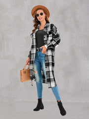 Women's Leopard Plaid Print Plush Stitching Contrast Color Warm Long Sleeve Jacket - 808Lush