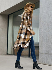 Women's Leopard Plaid Print Plush Stitching Contrast Color Warm Long Sleeve Jacket - 808Lush