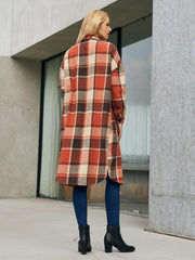 Women's Leopard Plaid Print Plush Stitching Contrast Color Warm Long Sleeve Jacket - 808Lush