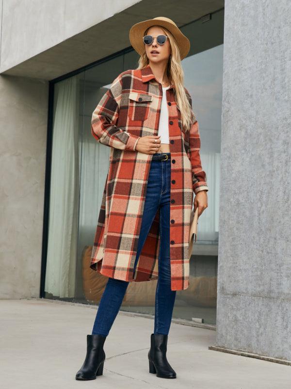 Women's Leopard Plaid Print Plush Stitching Contrast Color Warm Long Sleeve Jacket - 808Lush