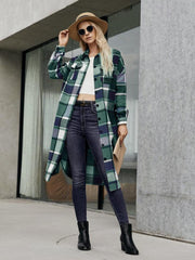 Women's Leopard Plaid Print Plush Stitching Contrast Color Warm Long Sleeve Jacket - 808Lush