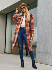 Women's Leopard Plaid Print Plush Stitching Contrast Color Warm Long Sleeve Jacket - 808Lush
