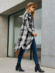 Women's Leopard Plaid Print Plush Stitching Contrast Color Warm Long Sleeve Jacket - 808Lush