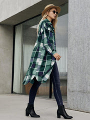 Women's Leopard Plaid Print Plush Stitching Contrast Color Warm Long Sleeve Jacket - 808Lush