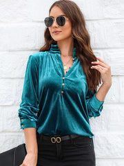 Women's Bottoming Shirt Fashionable Stand Collar Long Sleeve Pullover Top - 808Lush