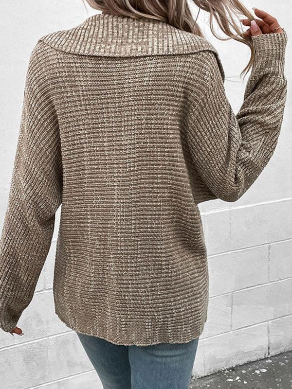 Women's Long Sleeve Lapel Sweater - 808Lush