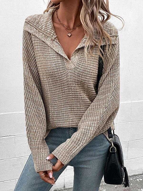 Women's Long Sleeve Lapel Sweater - 808Lush