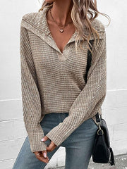 Women's Long Sleeve Lapel Sweater - 808Lush