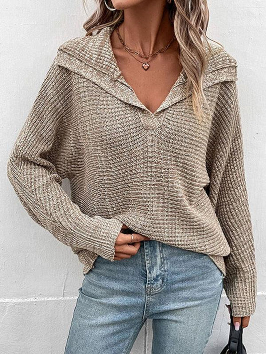 Women's Long Sleeve Lapel Sweater - 808Lush