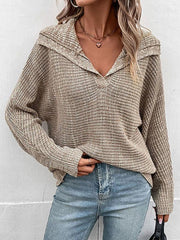 Women's Long Sleeve Lapel Sweater - 808Lush