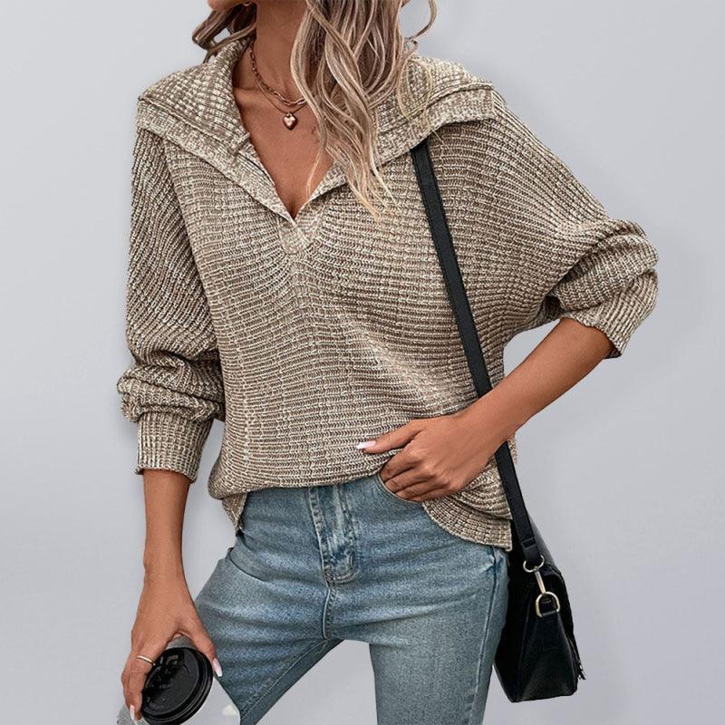 Women's Long Sleeve Lapel Sweater - 808Lush
