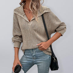 Women's Long Sleeve Lapel Sweater - 808Lush