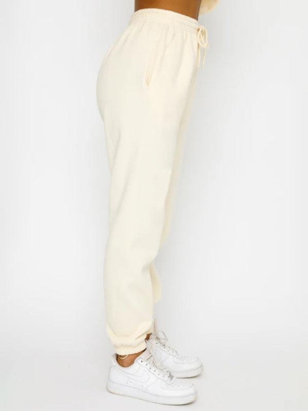 Women's Round Fashionable Casual Collar Pullover Long Sleeve Trousers Sweater Suit - 808Lush