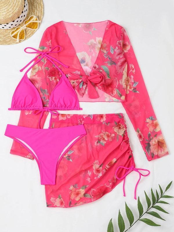 3 Piece Bikini Set Drawstring Long-Sleeve - 808Lush
