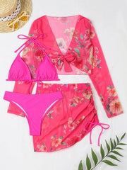 3 Piece Bikini Set Drawstring Long-Sleeve - 808Lush