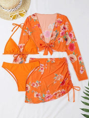 3 Piece Bikini Set Drawstring Long-Sleeve - 808Lush