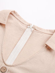 Women's Round Neck Short Solid Color Lapel Lapel Short Sleeve Romper - 808Lush