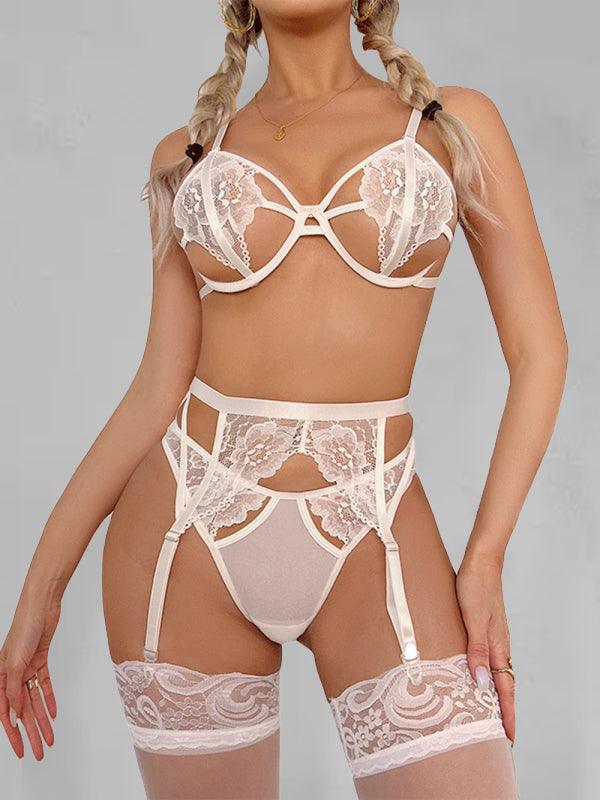 Women's Sexy Lace Underwire Sexy Underwear Four-piece Set - 808Lush