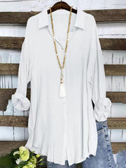Women's Simple Solid Color Casual Long Sleeve Shirt - 808Lush