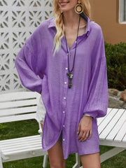 Women's Simple Solid Color Casual Long Sleeve Shirt - 808Lush