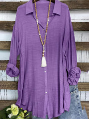 Women's Simple Solid Color Casual Long Sleeve Shirt - 808Lush
