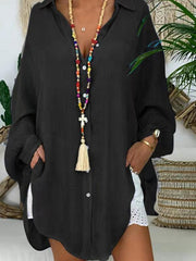 Women's Simple Solid Color Casual Long Sleeve Shirt - 808Lush
