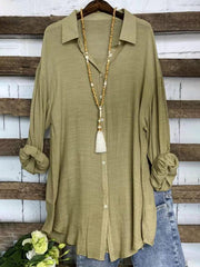 Women's Simple Solid Color Casual Long Sleeve Shirt - 808Lush