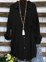 Women's Simple Solid Color Casual Long Sleeve Shirt - 808Lush