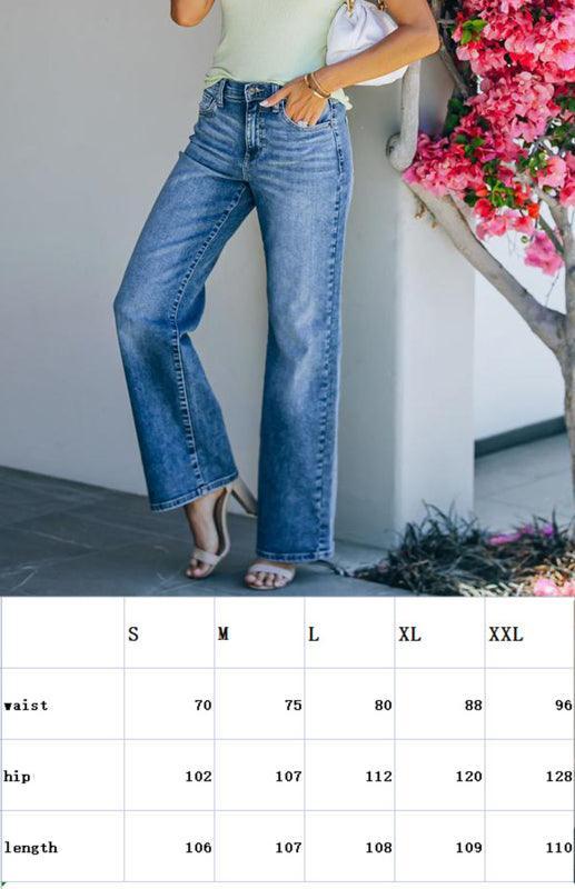 Women's Skinny Straight Tube Washed Mid-Waist Jeans - 808Lush