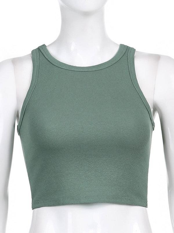 Women's Solid Color Basic Base Layer Stretch Tank Top - 808Lush