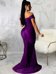 Women's Solid Color Big V Neck Skinny Ruched Dress - 808Lush