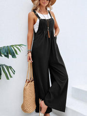 Women's Solid Color Casual Bib Trousers - 808Lush
