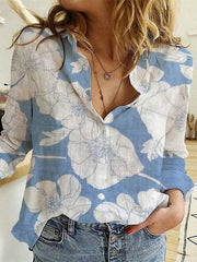 Women's Solid Color Casual Loose Long Sleeve Linen Shirt - 808Lush