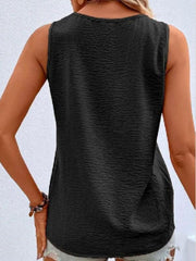 Women's Solid Color Casual V-Neck Button Sleeveless Top - 808Lush