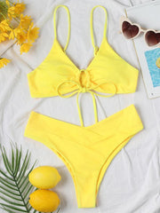 Women's Solid Color Drawstring Tie Sexy Bikini - 808Lush