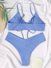 Women's Solid Color Drawstring Tie Sexy Bikini - 808Lush