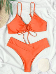 Women's Solid Color Drawstring Tie Sexy Bikini - 808Lush