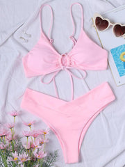 Women's Solid Color Drawstring Tie Sexy Bikini - 808Lush