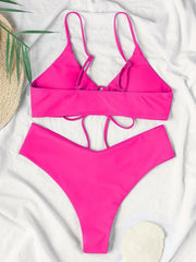 Women's Solid Color Drawstring Tie Sexy Bikini - 808Lush