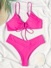 Women's Solid Color Drawstring Tie Sexy Bikini - 808Lush