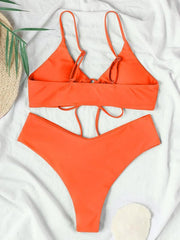 Women's Solid Color Drawstring Tie Sexy Bikini - 808Lush