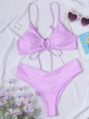 Women's Solid Color Drawstring Tie Sexy Bikini - 808Lush