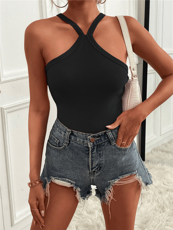 Women's Solid Color Halter Neck Casual Versatile Vest - 808Lush