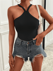 Women's Solid Color Halter Neck Casual Versatile Vest - 808Lush