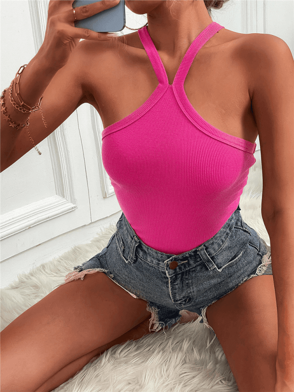 Women's Solid Color Halter Neck Casual Versatile Vest - 808Lush
