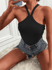 Women's Solid Color Halter Neck Casual Versatile Vest - 808Lush