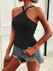 Women's Solid Color Halter Neck Casual Versatile Vest - 808Lush